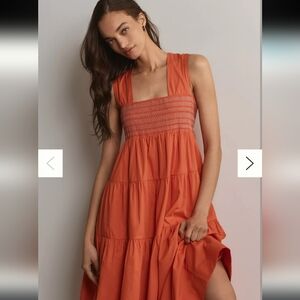 The Helena Square-Neck Tiered Midi Dress